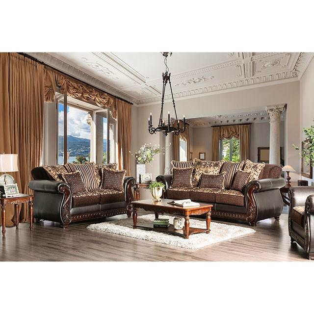 Franklin Dark Brown/Tan Sofa, Dark Brown