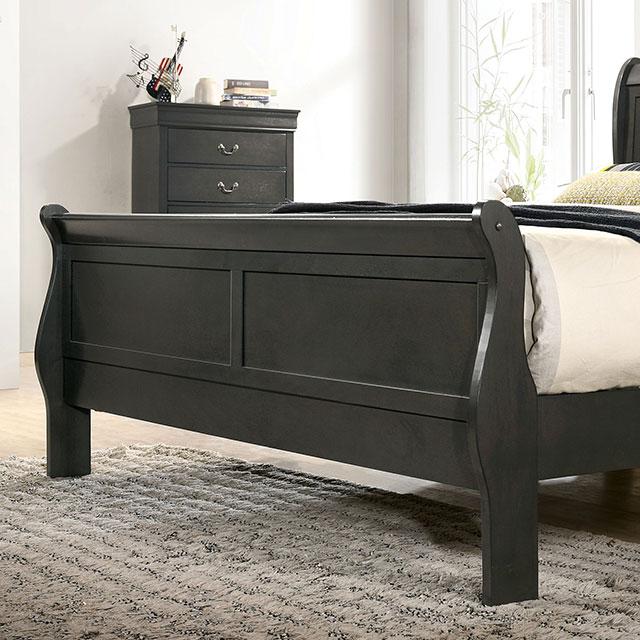 Louis Philippe Cal.King Bed Black & Grey