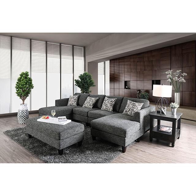 Lowry Gray Sectional w/ Ottoman - Mattress & Furniture Super Center (Tampa, FL)