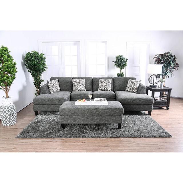 Lowry Gray Sectional w/ Ottoman - Mattress & Furniture Super Center (Tampa, FL)