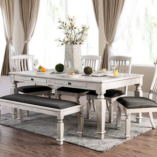 Georgia 6 Pc Dining Table Set with Bench - Mattress & Furniture Super Center (Tampa, FL)