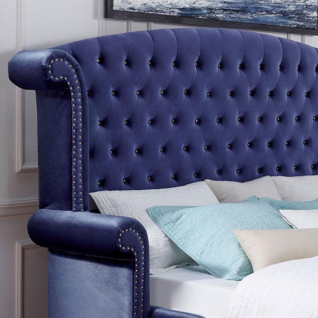 ALZIR Cal.King Bed, Blue