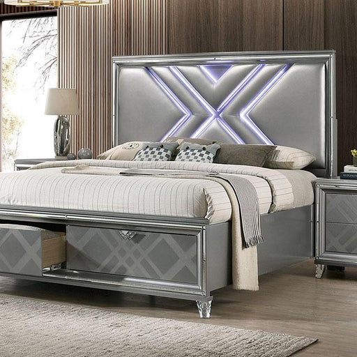 Emmeline Bed Silver & White - Mattress & Furniture Super Center (Tampa, FL)
