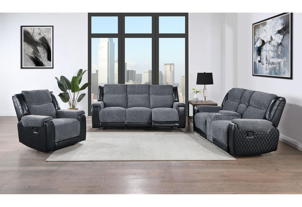 U5914 GREY/BLACK RECLINING SOFA/CONSOLE RECLINING LOVESEAT/RECLINER image