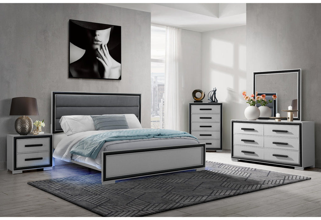 AMELIA GREY BLACK KING BED GROUP W/LED - Mattress & Furniture Super Center (Tampa, FL)
