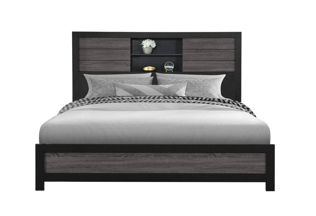 Lisbon Grey/Black Bookcase Bed