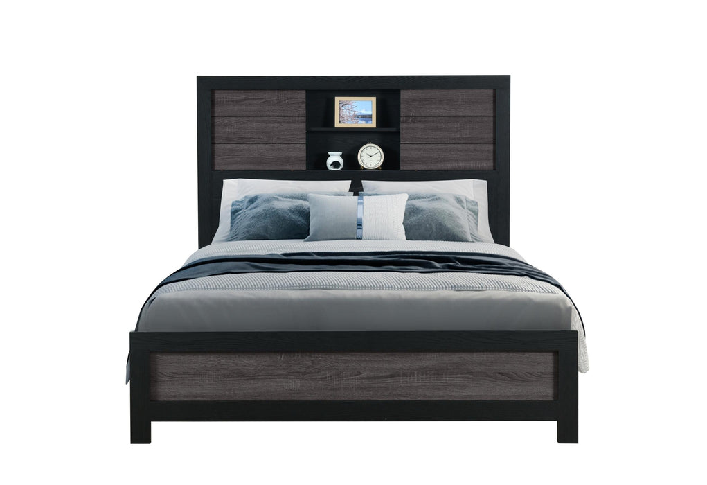 Lisbon Grey/Black Bookcase Bed