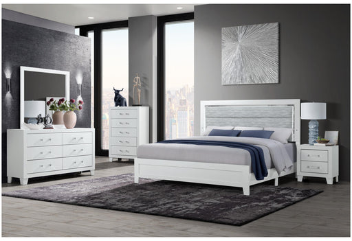 LUCCIA WHITE KING BED GROUP WITH LED - Mattress & Furniture Super Center (Tampa, FL)