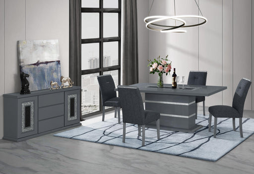 MONACO DARK GREY DINING TABLE AND 6 MONACO DARK GREY DINING CHAIRS - Mattress & Furniture Super Center (Tampa, FL)