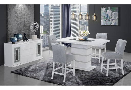 MONACO WHITE RECTANGULAR BAR TABLE + MONACO BS-N - Mattress & Furniture Super Center (Tampa, FL)