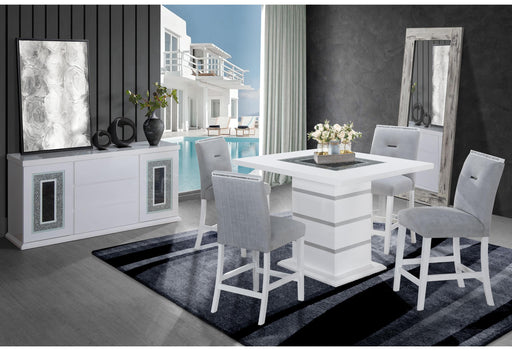 MONACO WHITE BAR TABLE + 8 MONACO BS-N - Mattress & Furniture Super Center (Tampa, FL)