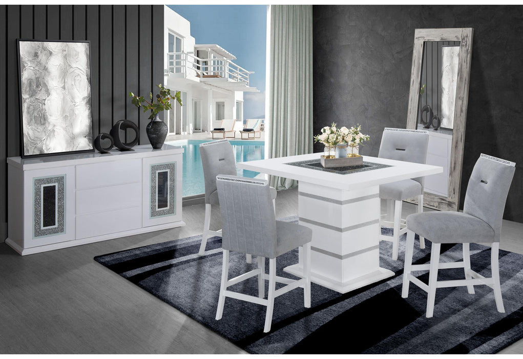 MONACO WHITE BAR TABLE + 6 MONACO BS-N - Mattress & Furniture Super Center (Tampa, FL)