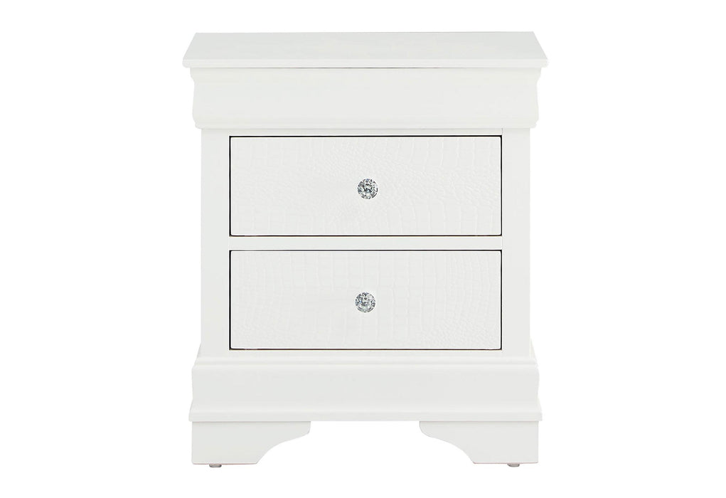 POMPEI METALLIC WHITE NIGHTSTAND - Mattress & Furniture Super Center (Tampa, FL)