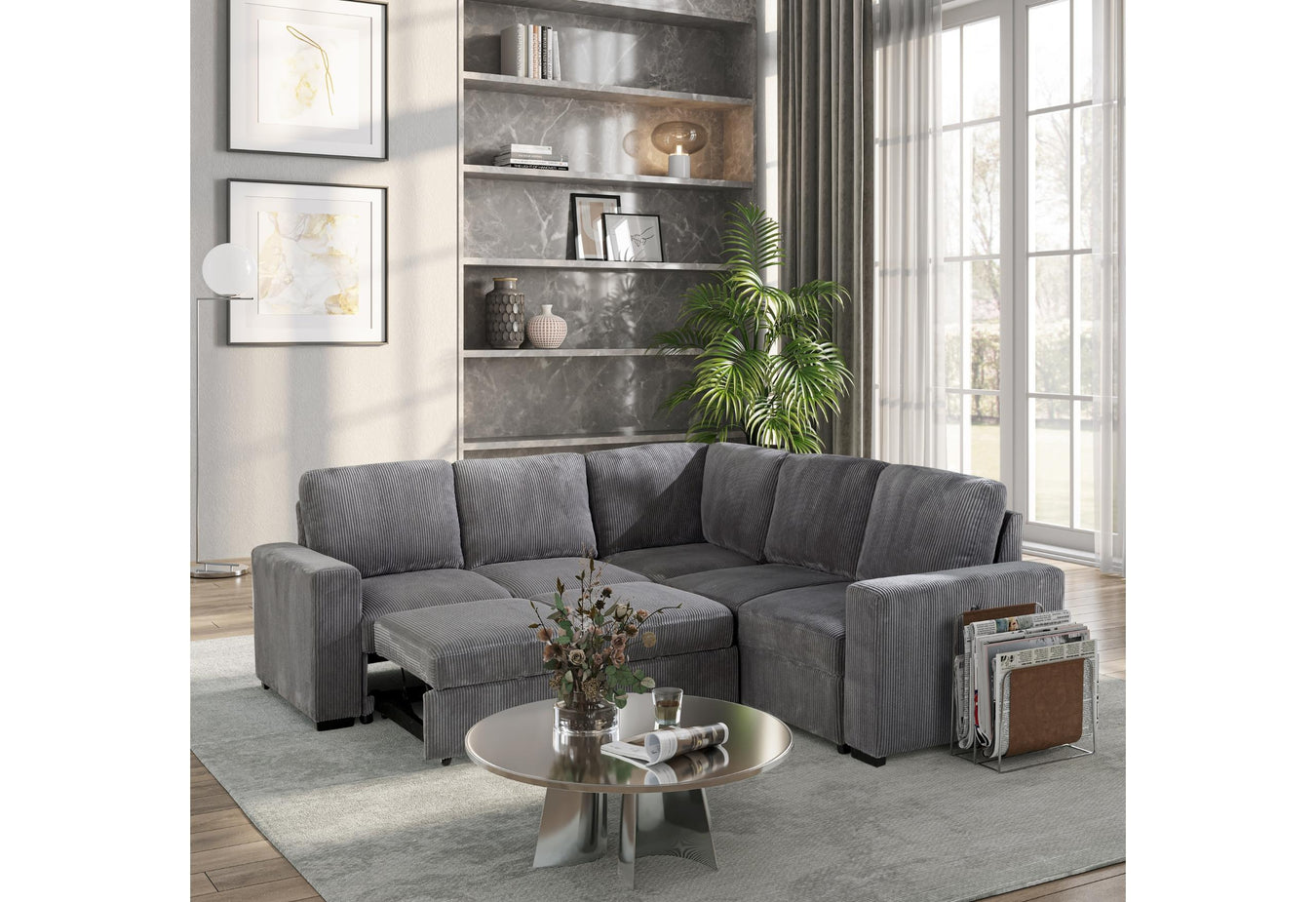 U2660 Grey Sectional W/O Chaise W/O Pullout