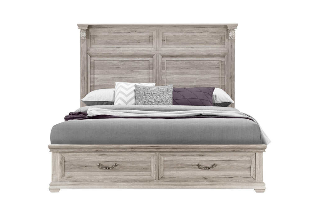 TATUM NATURAL KING BED WITH STORAGE - Mattress & Furniture Super Center (Tampa, FL)