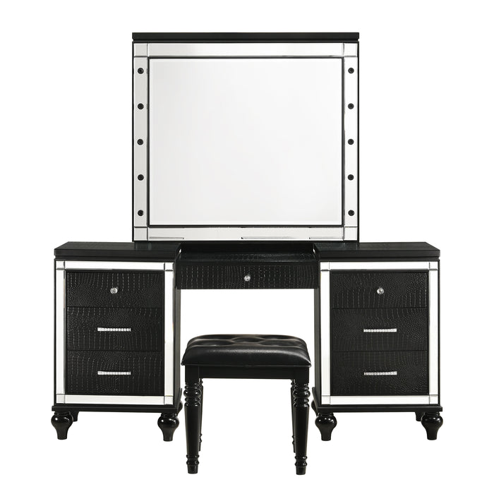 VALENTINO VANITY TABLE STOOL-BLACK - Mattress & Furniture Super Center (Tampa, FL)