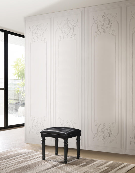 VALENTINO VANITY TABLE STOOL-BLACK - Mattress & Furniture Super Center (Tampa, FL)