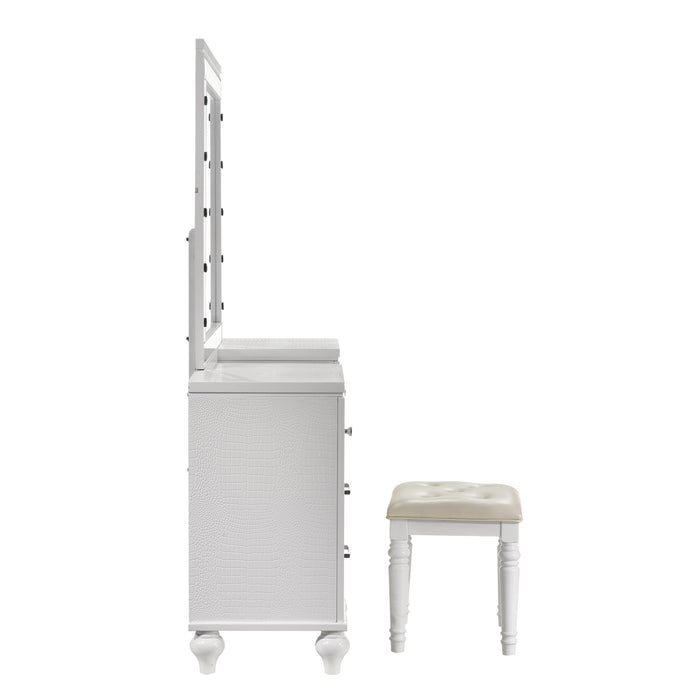 VALENTINO VANITY TABLE STOOL-WHITE - Mattress & Furniture Super Center (Tampa, FL)