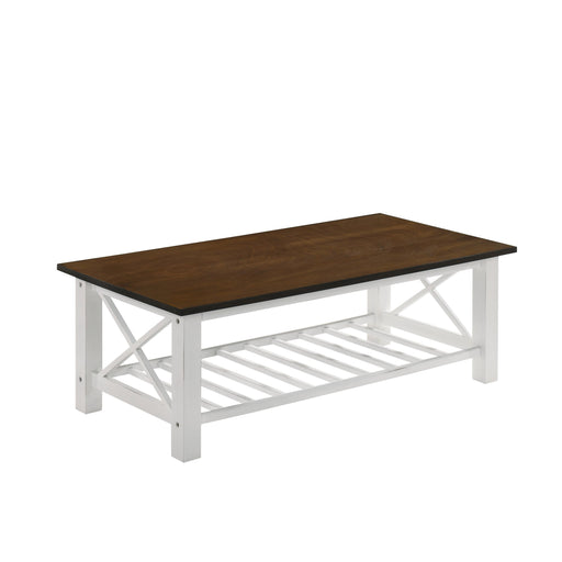 VESTA COFFEE TABLE-TWO TONE CREME/BROWN - Mattress & Furniture Super Center (Tampa, FL)
