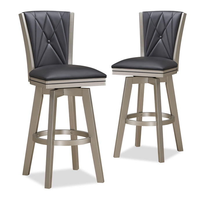 BERKELY 30" SWIVEL BAR STOOL-BLACK/PLATINUM image