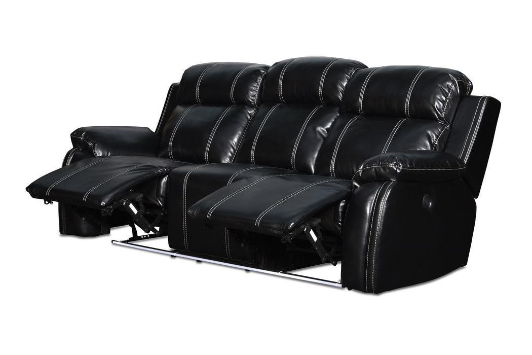 FUSION DUAL RECLINER SOFA W/PWR FTRST-EBONY