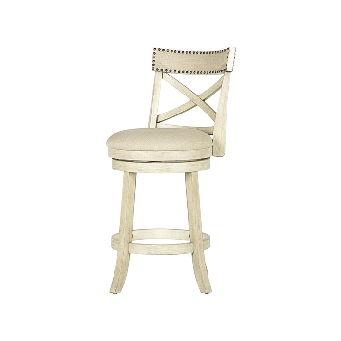 YORK 24" COUNTER STOOL-ANT WHITE W/FABRIC SEAT