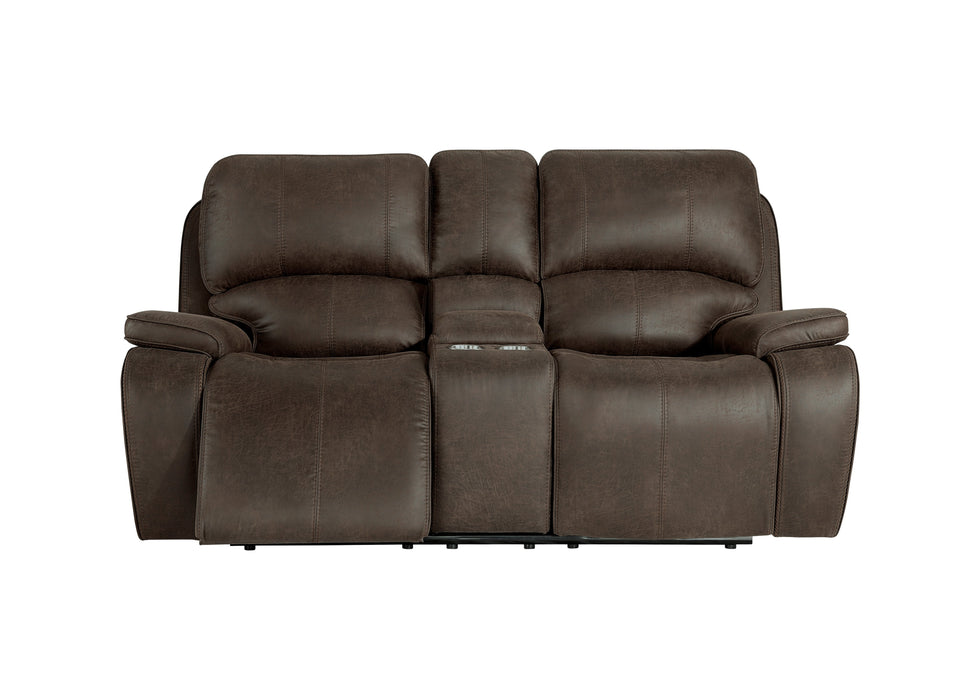 Brookings Console Loveseat W/Pwr Hr & Fr-Brown