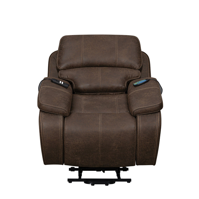 Brookings Power Lift Recliner W/ Heat & Massage-Brown