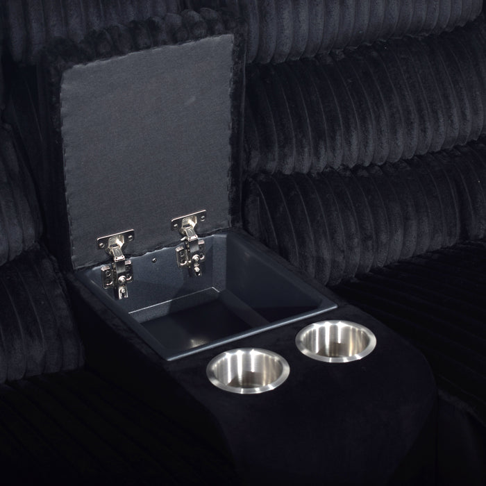 Willow Console Loveseat W/ Dual Recliners-Black