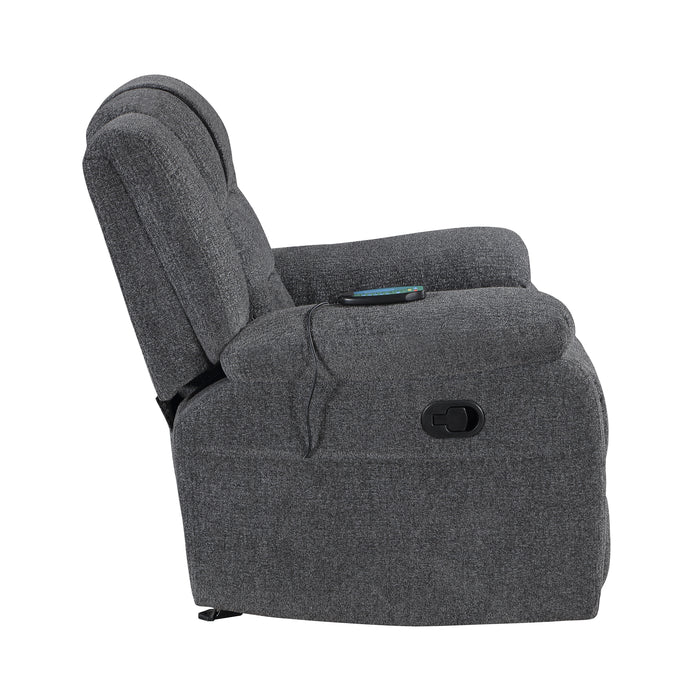 Redondo Glider Recliner W/Heat And Massage-Dk Gray