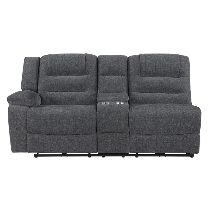 Redondo Laf Console Loveseat W/ 2 Recliners Pwr Fr-Dk Gray