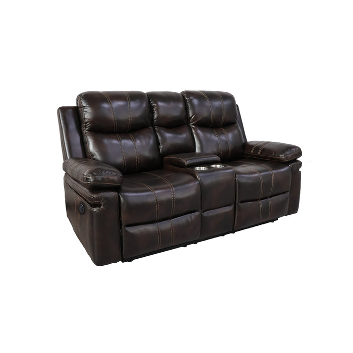 Kellen Console Loveseat W/ Pwr Fr-Brown