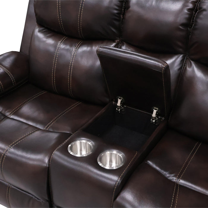 Kellen Console Loveseat W/ Pwr Fr-Brown