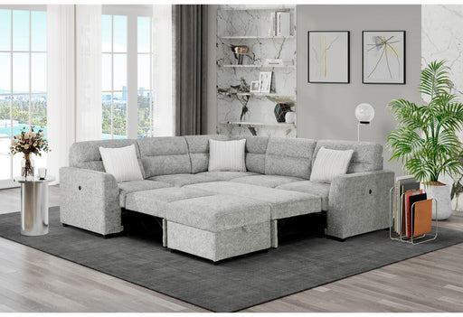 U9401 Nickel Sectional With 3 Pillows And Ottoman - Mattress & Furniture Super Center (Tampa, FL)
