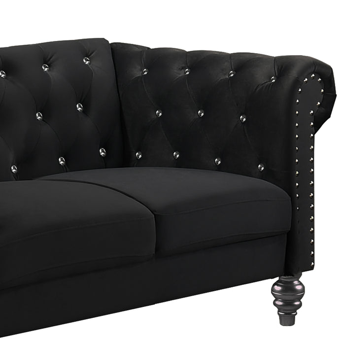 Emma Crystal Loveseat-Black