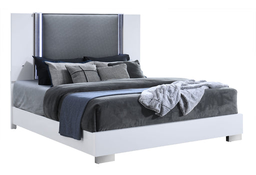 Ylime Smooth White Bed With Led Fully Slatted - Mattress & Furniture Super Center (Tampa, FL)