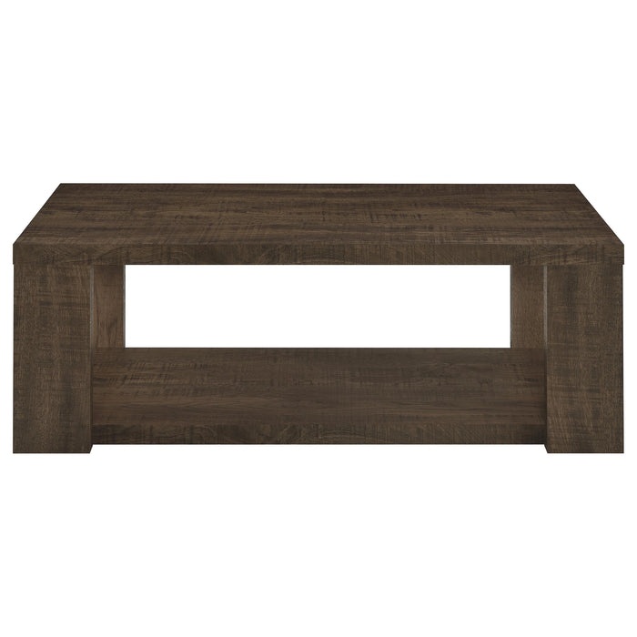 Pavone Open-Shelf Coffee and End Table Set - Dark Rustic Mango 3-Piece Set