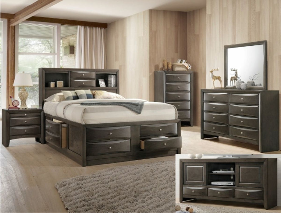 Crown Mark Emily King Captain's Storage Bed in Grey