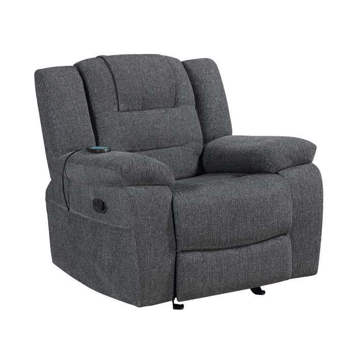 Redondo Glider Recliner W/Heat And Massage-Dk Gray