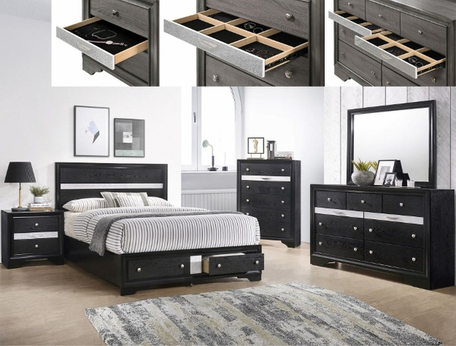 Crown Mark Regata King Storage Bed in Black - Mattress & Furniture Super Center (Tampa, FL)