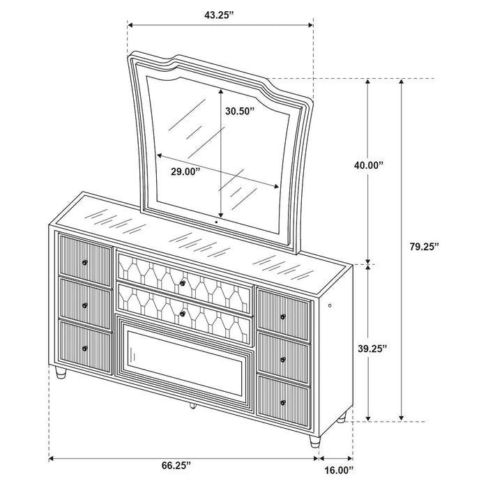 Lorient LED Flame Box Dresser with Mirror
