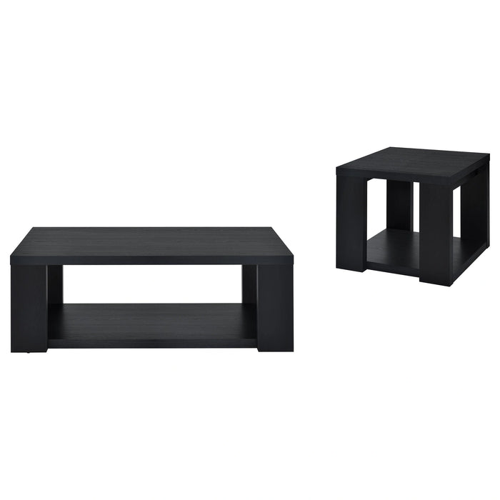 Pavone Open-Shelf Coffee and End Table Set - Black 2-Piece Set