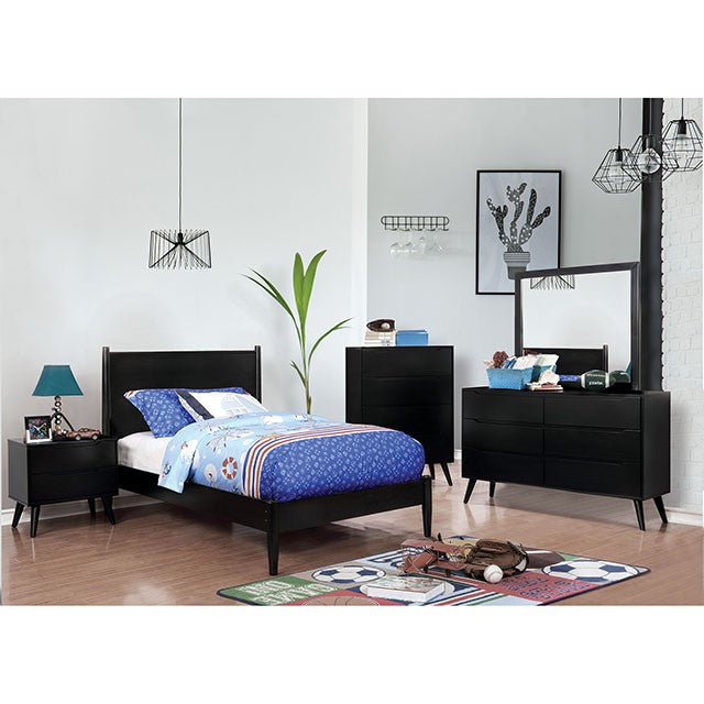 Lennart Bed Oak, Black, Gray, & White