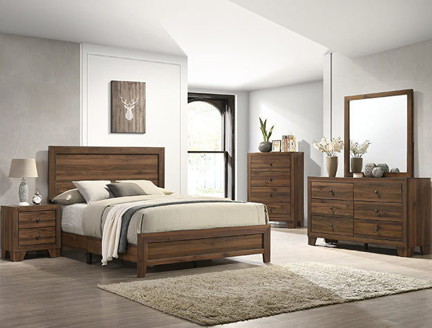 Crown Mark Millie King Panel Bed in Brown Cherry image