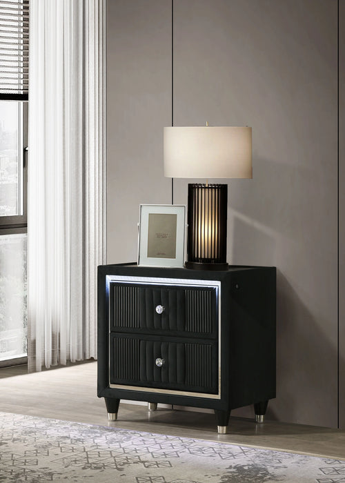 Ravenne Velvet Upholstered LED Nightstand