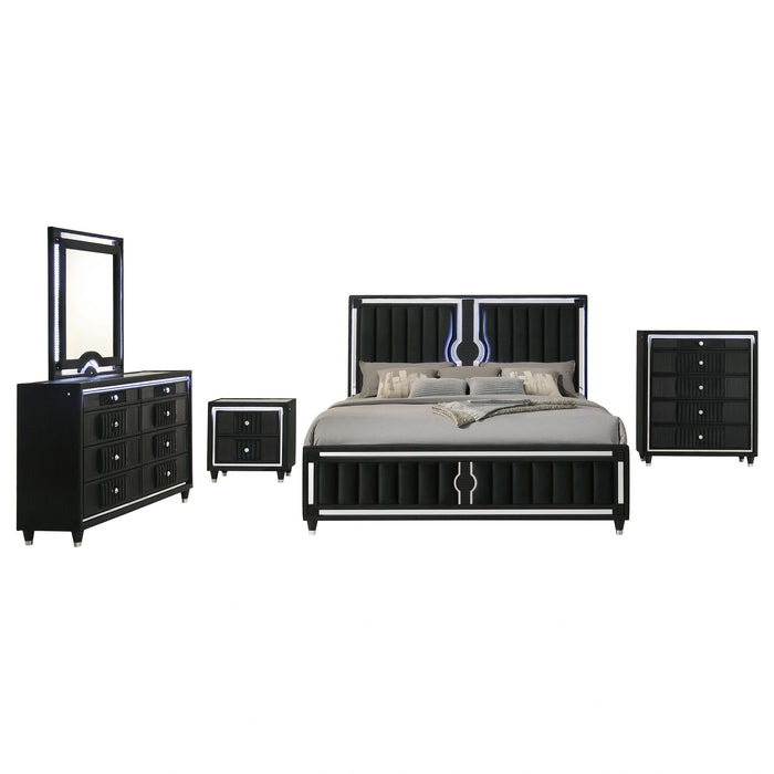Ravenne Velvet Upholstered LED Bedroom Set