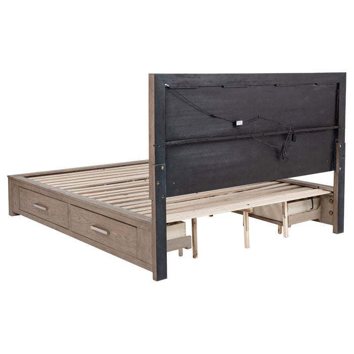 Kenora Panel Platform Storage Bed with LED Lighting