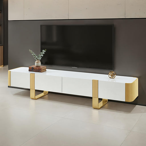 Larvik TV Stand White w/ Gold Frame - Mattress & Furniture Super Center (Tampa, FL)