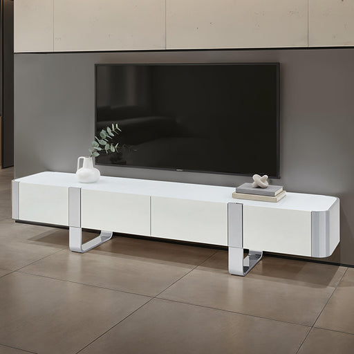Larvik TV Stand White w/ Silver Frame - Mattress & Furniture Super Center (Tampa, FL)