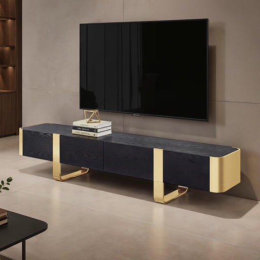 Leknes TV Stand Black w/ Gold Frame - Mattress & Furniture Super Center (Tampa, FL)